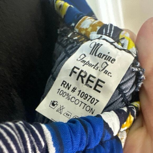 Marine Imports Inc. Chambray Dress Abstract Off Shoulder Ruffle Overlay and Hem - Picture 3 of 8